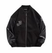 画像3: letters printed leather jacket stadium jacket baseball uniform jacket blouson  ユニセックス 男女兼用レターロゴプリントレザースタジアムジャンパー スタジャン MA-1 ボンバー ジャケット ブルゾン (3)