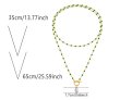 画像9: green crystal beaded long multi-layer chain copper gold necklace グリーンクリスタルビーズ＆パールロング ネックレスシェルビーズネックレス (9)