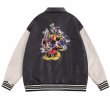 画像1: unisexmickey mouse & friends  embroidery leather jacket uniformsletter  baseball jacket stadium jacket  ユニセックス 男女兼用ミッキーマウス＆フレンド友達刺繍スタジアムジャンパー スタジャン MA-1 ボンバー ジャケット ブルゾン (1)