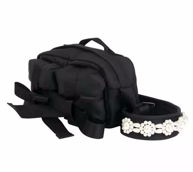 画像2: Sweet Jubilee Pearl Canvas Bow One Shoulder Crossbody Bag shoulderbag Handbag  リボンパール付きワンショルダーバッグ斜め掛けバッグポシェット (2)