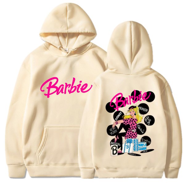 画像1: plain letter print Barbie come on English letter printed hooded hoody sweater　ユニセックス男女兼用 プレーン レター プリントバービーフーディセーターパーカー  (1)