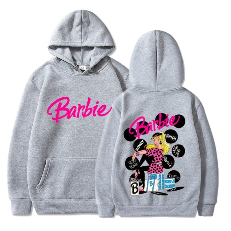 画像6: plain letter print Barbie come on English letter printed hooded hoody sweater ユニセックス男女兼用 プレーン レター プリントバービーフーディセーターパーカー  (6)