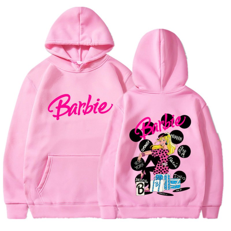 画像3: plain letter print Barbie come on English letter printed hooded hoody sweater ユニセックス男女兼用 プレーン レター プリントバービーフーディセーターパーカー  (3)