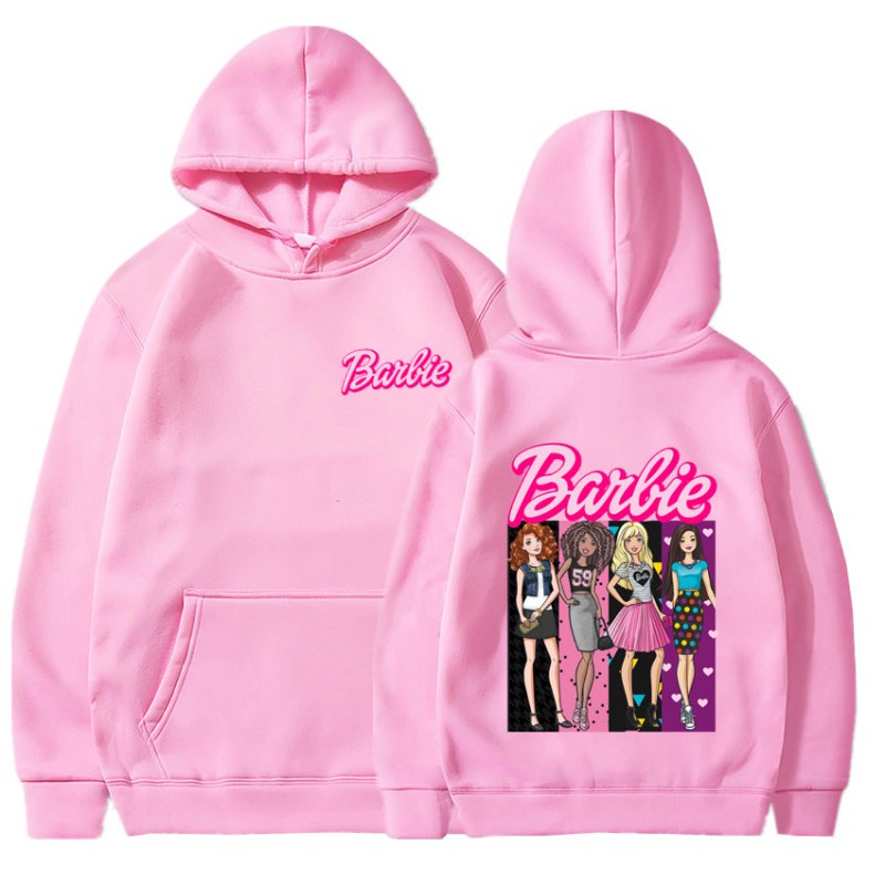 画像1: cross-border Barbie come on English letter printed hooded hoody sweater　ユニセックス男女兼用 バービー＆レターロゴフーディセーターパーカー  (1)