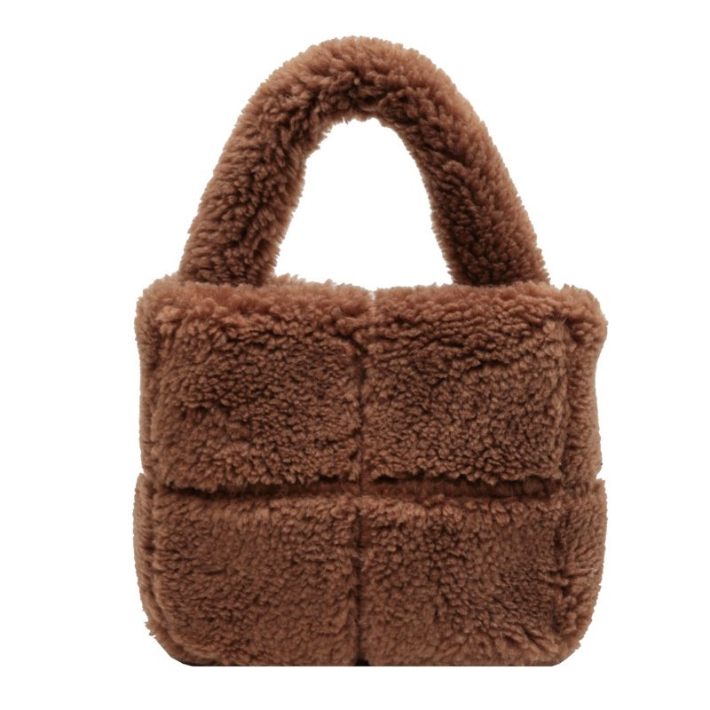 画像3: quilted lamb fur tote bag Handbag  キルティングワンハンドルファートートバッグアンダーアームバッグ (3)