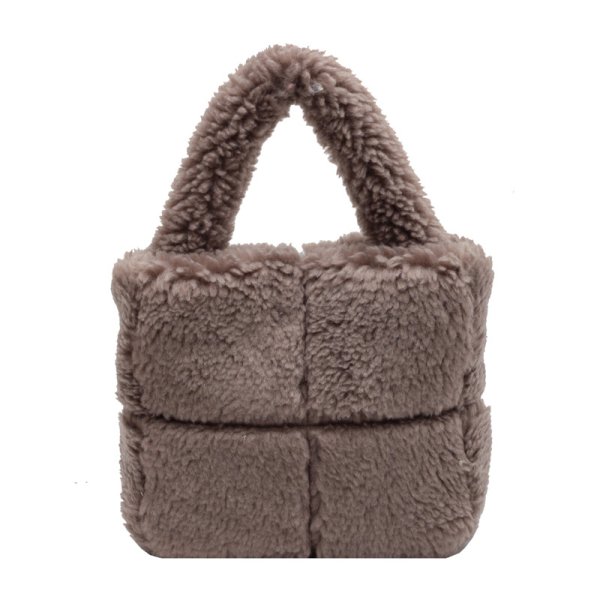 画像1: quilted lamb fur tote bag Handbag 　キルティングワンハンドルファートートバッグアンダーアームバッグ (1)