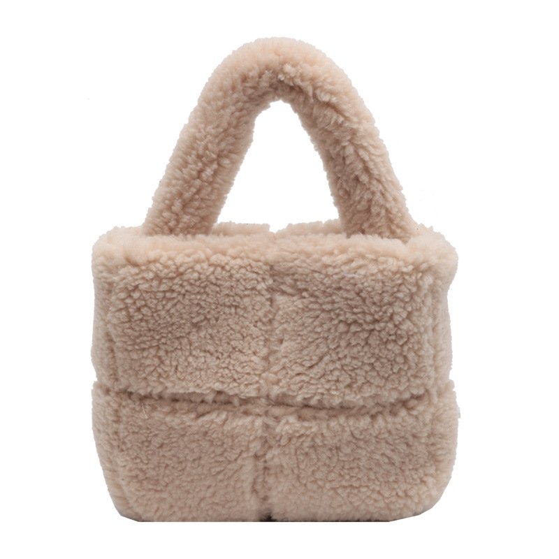 画像2: quilted lamb fur tote bag Handbag  キルティングワンハンドルファートートバッグアンダーアームバッグ (2)