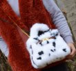画像5: Dalmatian pattern real rabbit fur tote shoulder bag Handbag 　ダルメシアン柄リアルラビットファートートショルダーバッグ (5)