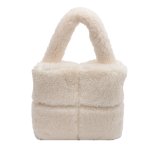画像4: quilted lamb fur tote bag Handbag 　キルティングワンハンドルファートートバッグアンダーアームバッグ (4)
