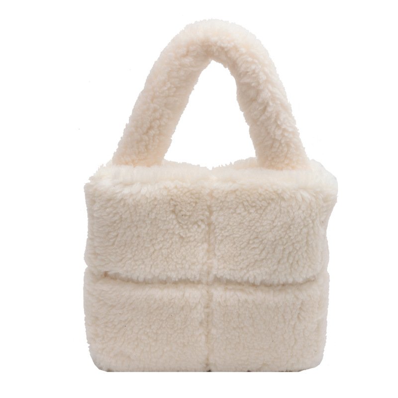 画像4: quilted lamb fur tote bag Handbag  キルティングワンハンドルファートートバッグアンダーアームバッグ (4)