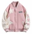 画像5: NASA x star letter embroidered baseball jacket stadium jacket baseball uniform jacket blouson  ユニセックス 男女兼用NASAナサ×スター星刺繍スタジアムジャンパー スタジャン MA-1 ボンバー ジャケット ブルゾン (5)