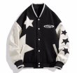 画像2: NASA x star letter embroidered baseball jacket stadium jacket baseball uniform jacket blouson  ユニセックス 男女兼用NASAナサ×スター星刺繍スタジアムジャンパー スタジャン MA-1 ボンバー ジャケット ブルゾン (2)