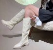 画像5: Woman's Denim & Leather Western Cowboy  Long Boots Ladies French High Heel Boots　デニム＆レザーウエスタンロングヒールブーツ (5)