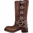 画像1: Woman's Belt buckle thick heel Western Cowboy European long boots　ベルトバックルプラットフォームウエスタンレザーロングブーツ (1)