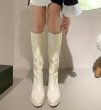 画像7: Woman's Denim & Leather Western Cowboy  Long Boots Ladies French High Heel Boots　デニム＆レザーウエスタンロングヒールブーツ (7)