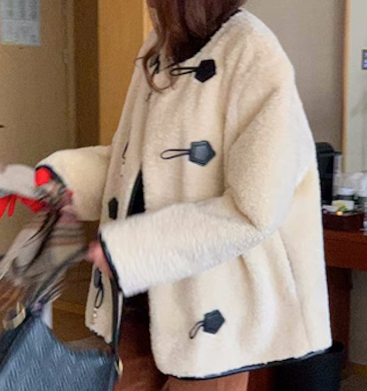 画像4: fur short duffel coat long-sleeved jacket ファーショート丈ダッフル コート ジャケット (4)