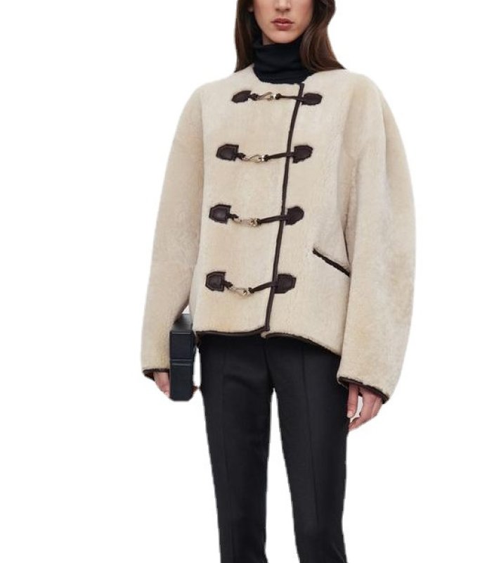 画像2: fur short duffel coat long-sleeved jacket ファーショート丈ダッフル コート ジャケット (2)