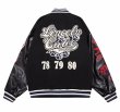 画像2: 3LANE number & letter embroidery baseball jacket stadium jacket baseball uniform jacket blouson  ユニセックス 男女兼用3LANEナンバー＆レター刺繍スタジアムジャンパー スタジャン MA-1 ボンバー ジャケット ブルゾン (2)