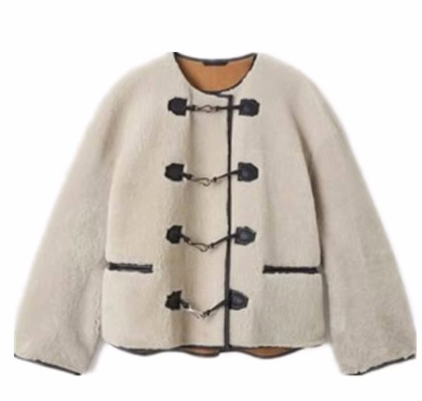 画像1: fur short duffel coat long-sleeved jacket　ファーショート丈ダッフル コート ジャケット (1)
