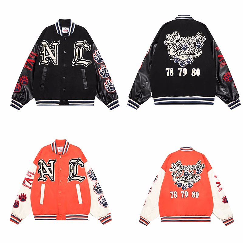 画像6: 3LANE number & letter embroidery baseball jacket stadium jacket baseball uniform jacket blouson  ユニセックス 男女兼用3LANEナンバー＆レター刺繍スタジアムジャンパー スタジャン MA-1 ボンバー ジャケット ブルゾン (6)