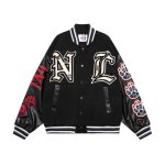 画像4: 3LANE number & letter embroidery baseball jacket stadium jacket baseball uniform jacket blouson  ユニセックス 男女兼用3LANEナンバー＆レター刺繍スタジアムジャンパー スタジャン MA-1 ボンバー ジャケット ブルゾン (4)