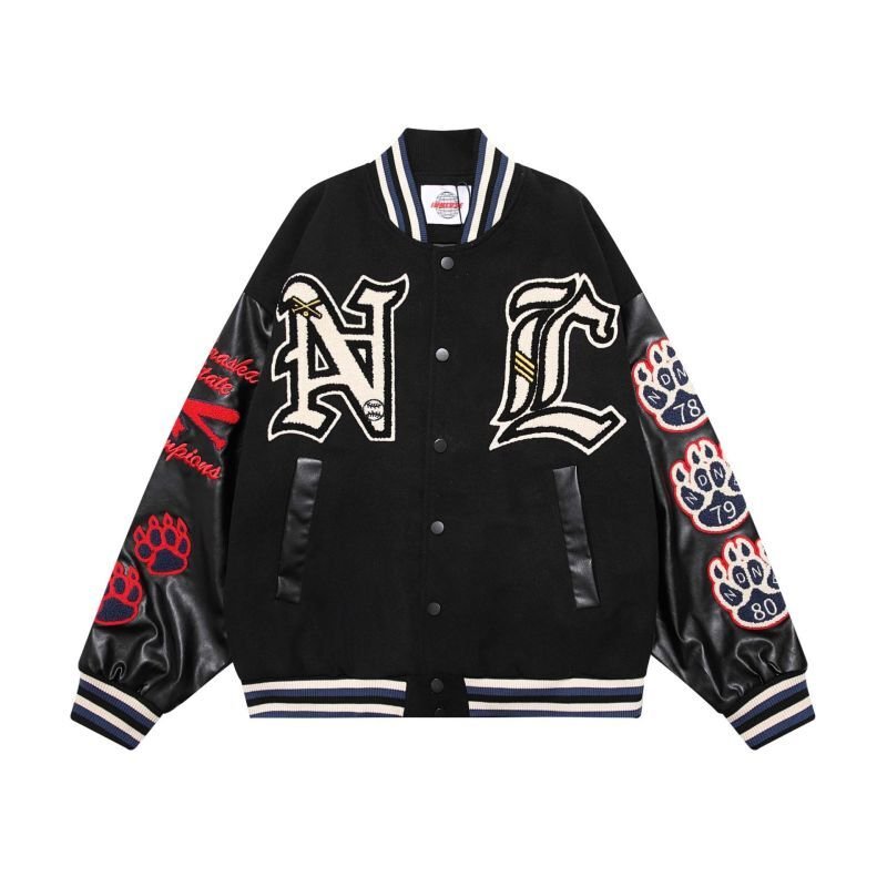 画像4: 3LANE number & letter embroidery baseball jacket stadium jacket baseball uniform jacket blouson  ユニセックス 男女兼用3LANEナンバー＆レター刺繍スタジアムジャンパー スタジャン MA-1 ボンバー ジャケット ブルゾン (4)