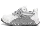 画像2: UnisexHigh Cut Leather Lace Up Leather Bicolor Sneakers Bread Shoes  ユニセックス ハイカットレザーレースアップバイカラー厚底スニーカーブレッドシューズ (2)