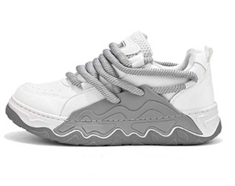 画像2: UnisexHigh Cut Leather Lace Up Leather Bicolor Sneakers Bread Shoes  ユニセックス ハイカットレザーレースアップバイカラー厚底スニーカーブレッドシューズ (2)