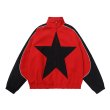 画像2: color matching star logo jacket baseball jacket stadium jacket baseball uniform jacket blouson  ユニセックス 男女兼用ビッグスターウインドブレーカースタジアムジャンパー スタジャン MA-1 ボンバー ジャケット ブルゾン (2)