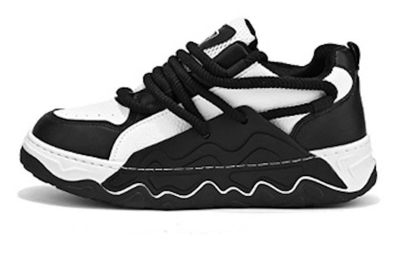 画像3: UnisexHigh Cut Leather Lace Up Leather Bicolor Sneakers Bread Shoes  ユニセックス ハイカットレザーレースアップバイカラー厚底スニーカーブレッドシューズ (3)