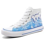 画像1: Unisex Graffiti Anime Cartoon  canvas & leather Lace Up High cut & low cut Sneakers  Shoes  ユニセックス 男女兼用グラフィックペイントベア熊キャンバスハイカット＆ローカットレースアップスニーカー (1)
