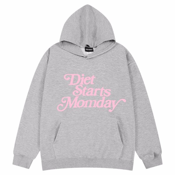 画像1: diet starts momday print Hooded Sweatshirt 　ユニセックス男女兼用diet starts momdayペイントプリントフーディパーカー (1)