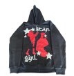 画像1: girl logo & paint print Hooded Sweatshirt 　ユニセックス男女兼用ガールロゴ＆ペイントジップアッププリントフーディパーカー (1)