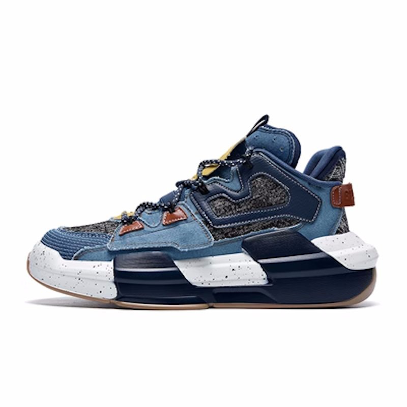 画像3: Unisex Bicolor sole denim and leather Lace Up Sneakers  Shoes  ユニセックス 男女兼用バイカラーソールデニム＆レザーレースアップスニーカー (3)