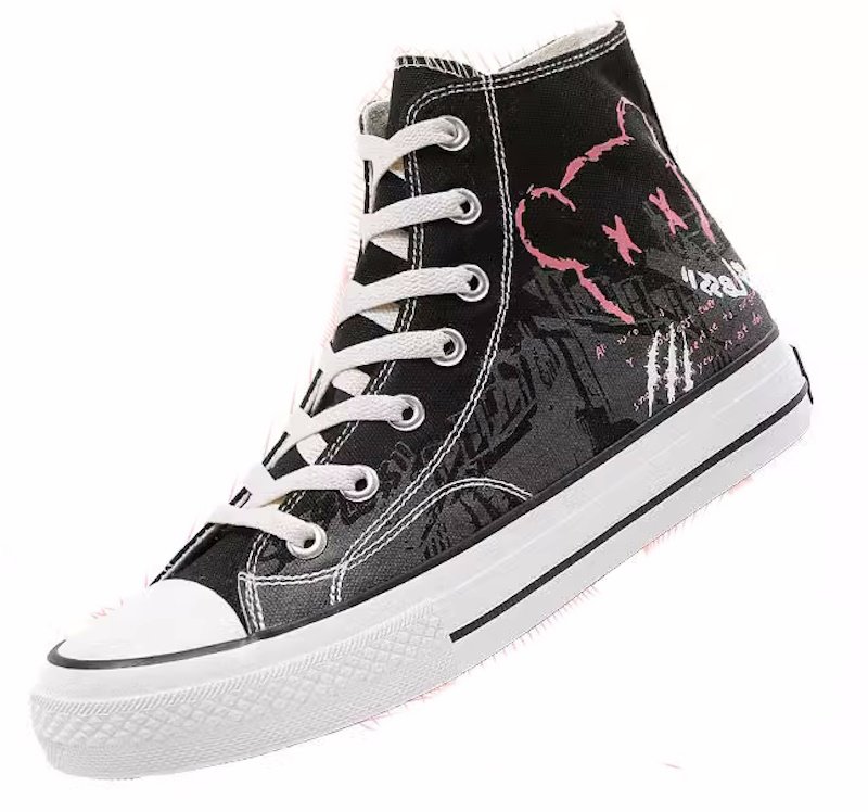 画像5: Unisex Graffiti Anime Cartoon  canvas & leather Lace Up High cut & low cut Sneakers  Shoes  ユニセックス 男女兼用グラフィックペイントベア熊キャンバスハイカット＆ローカットレースアップスニーカー (5)