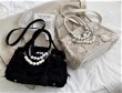 画像3: Crushed Pearl Chain Birkin style tote bag ユニセックス パールチェーン クラッシュ加工 スタイル ハンドバッグ トートバッグ (3)