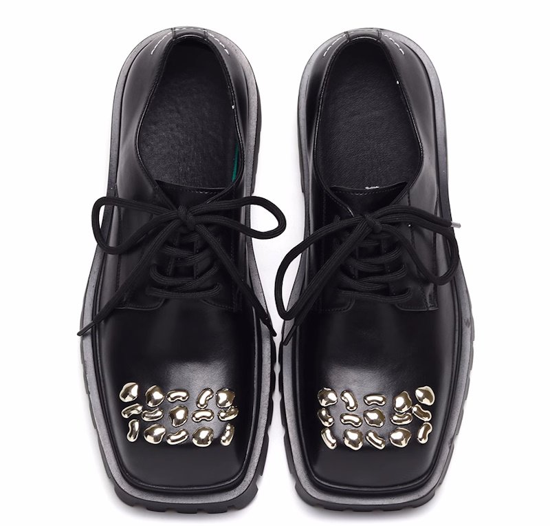 Lace-up platform Square Toe Thick Sole to Increase