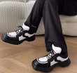 画像6: black and white bicolor Platform lace-up leather sneakers Shoes  ユニセックス 男女兼用バイカラーブラック＆ホワイトレザーレースアップスニーカー (6)