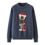 画像10: shopping bear braid crew neck round neck sweater　ユニセックス男女兼用 ショッピングベア熊編み込み丸首クールネックラウンドネックセーター (10)