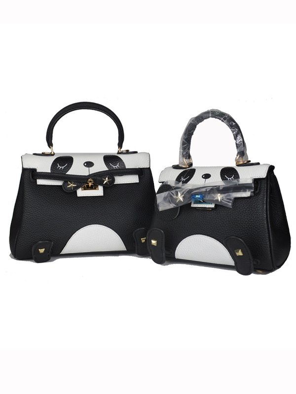 画像3: Real Leather Panda Hand Bag with strap リアルレザー 本革 本皮 パンダ ハンドバッグ ショルダーストラップ付 (3)