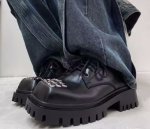 画像6: Lace-up platform Square Toe Thick Sole to Increase Personality, Derby Shoes LEATHER SLIP-ONS loafers   男女兼用メンズレザーレースアップ厚底プラットフォームスタッズ付き ローファースリッポン シューズ (6)