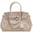 画像1: Crushed Pearl Chain Birkin style tote bag ユニセックス パールチェーン クラッシュ加工 スタイル ハンドバッグ トートバッグ (1)