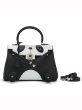 画像2: Real Leather Panda Kelly style Hand Bag with strap リアルレザー 本革 本皮 パンダ ケリースタイル ハンドバッグ ショルダーストラップ付 (2)