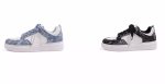 画像3: Unisex Distressed denim & leather Lace Up Sneakers  Shoes  ユニセックス 男女兼用ダメージデニム＆レザーレースアップスニーカー (3)