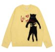 画像2: cat knit pullover sweater round neck sweater 　ユニセックス男女兼用キャット猫編み込み丸首クールネックラウンドネックセーター (2)