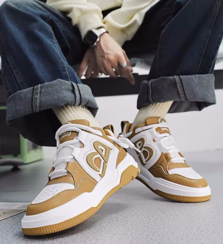 画像6: Unisex thick-soled leather Lace Up Sneakers  Shoes  ユニセックス 男女兼用Bロゴレザーレースアップスニーカー (6)