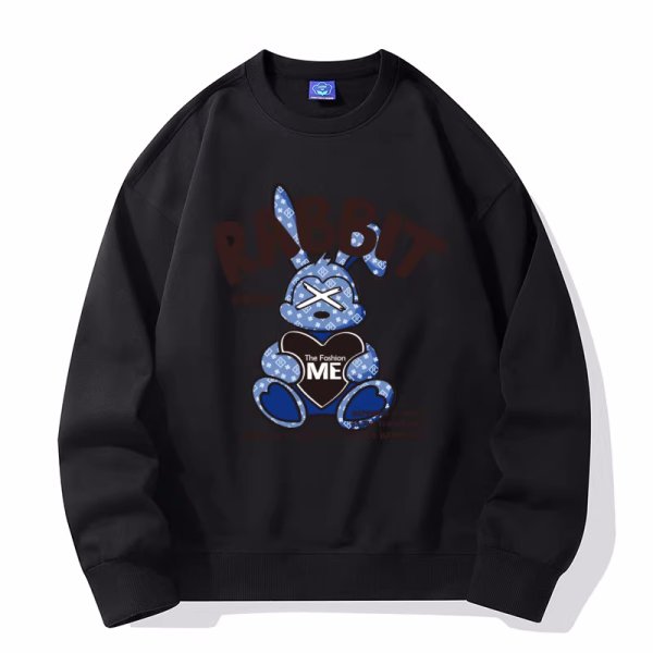 画像1: unisex Monogram Rabbit Sweat Pullover  round neck long-sleeved 　ユニセックス男女兼用 モノグラムラビットスエットプルオーバートレーナー (1)