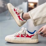 画像4: Stitching platform leather lace-up sneakers  Shoes  ユニセックス 男女兼用ステッチング厚底プラットフォームレザーレースアップスニーカー (4)