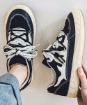 画像3: Stitching platform leather lace-up sneakers  Shoes  ユニセックス 男女兼用ステッチング厚底プラットフォームレザーレースアップスニーカー (3)