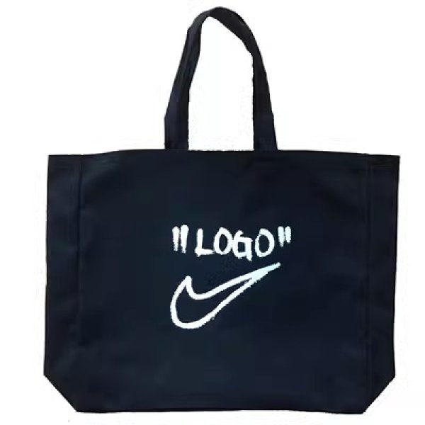 画像1: "LOGO" Swoosh canvas Unisex tote bag 男女兼用　ロゴ　スウッシュ　コットン　トートバッグ (1)